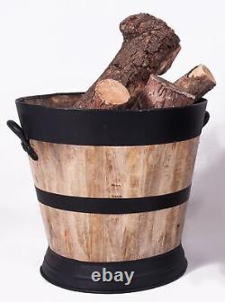 12 Tall Innsbruck Wooden and Black Coal Bucket Or Log Store