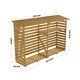 2 Compartments Wooden Log Store Shelter Outdoor Backyard Firewood Storage Shed