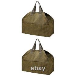 2 Pcs Canvas Bag Fireplace Wooden Woodpile Firewood Carrier Carrying