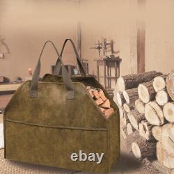 2 Pcs Canvas Bag Fireplace Wooden Woodpile Firewood Carrier Carrying