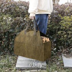 2 Pcs Canvas Bag Fireplace Wooden Woodpile Firewood Carrier Carrying