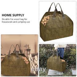 2 Pcs Canvas Bag Fireplace Wooden Woodpile Firewood Carrier Carrying