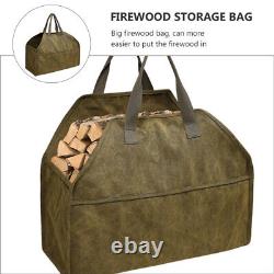 2 Pcs Canvas Bag Fireplace Wooden Woodpile Firewood Carrier Carrying