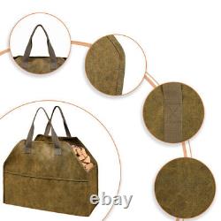 2 Pcs Canvas Bag Fireplace Wooden Woodpile Firewood Carrier Carrying