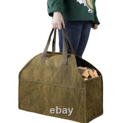 2 Pcs Canvas Bag Fireplace Wooden Woodpile Firewood Carrier Carrying