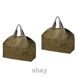 2 Pcs Fireplace Wooden Bag Log Tote Firewood Carrying Carrier