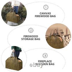 2 Pcs Fireplace Wooden Bag Log Tote Firewood Carrying Carrier