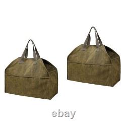 2 Pcs Firewood Handbag Fireplace Wooden Holder Heavy Duty Storage