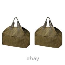 2 Pcs Firewood Tote Fireplace Wooden Bag Storage Carrying Canvas Sling