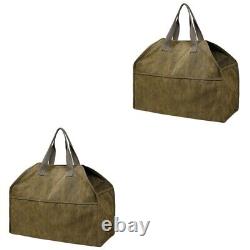 2 Pcs Firewood Tote Fireplace Wooden Bag Storage Carrying Canvas Sling