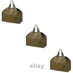 3 Pcs Fireplace Wooden Bag Firewood Tote Enclosed Canvas Bags Transport Storage