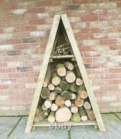 3x2 TRIANGLE LOGSTORE TONGUE STORAGE FIREWOOD RACK LOG STORE WOODEN TIMBER WOOD