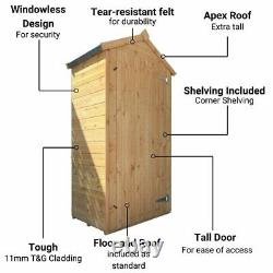 3x2 Tall Wooden Garden Storage Shed Outdoor Apex Roof Log Store Tool Cupboard