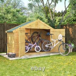 3x8 Wooden Garden Mini Tool Shed Apex Overlap Bike Store Outdoor Log Storage
