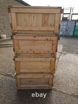 4 X Used Storage Boxes Log Store Lincolnshire Wooden crates Stackable Strong