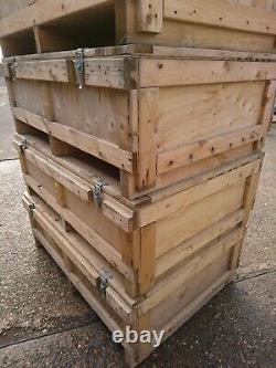 4 X Used Storage Boxes Log Store Lincolnshire Wooden crates Stackable Strong