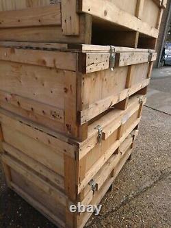 4 X Used Storage Boxes Log Store Lincolnshire Wooden crates Stackable Strong