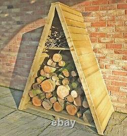 4x2 TRIANGLE LOGSTORE OVERLAP STORAGE FIREWOOD RACK LOG STORE WOODEN TIMBER WOOD