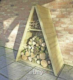 4x2 TRIANGLE LOGSTORE TONGUE STORAGE FIREWOOD RACK LOG STORE WOODEN TIMBER WOOD
