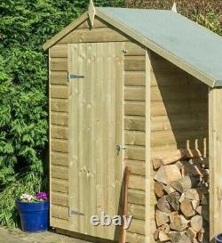 4x3 ROWLINSON PRESSURE TREATED SHED LEAN TO WOODEN GARDEN LOGSTORE STORE4FT 3FT