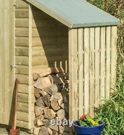 4x3 ROWLINSON PRESSURE TREATED SHED LEAN TO WOODEN GARDEN LOGSTORE STORE4FT 3FT