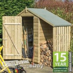 4x3 Wooden Garden Apex Shed Lean To Log Store Outdoor Tool Storage