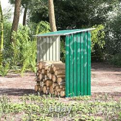 5.3FT Garden Wooden Log Fireplace Firewood Store Stacking Storage with Roof Shed