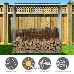 5.3FT Wooden Garden Outdoor Log Firewood Burner Store Storage Shed Shelf withRoof