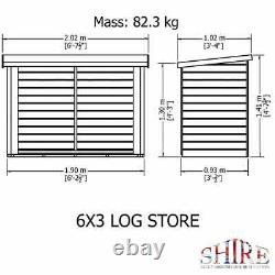 6x3 LARGE HEAVY DUTY LOG STORE GARDEN FIREWOOD LOG HOUSE WOODEN SHED DIP TREATED