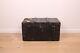 A Vintage Black Wooden Trunk With Hinged Lid Blanket Box Log Storage