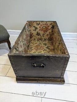 Antique Large Pine Chest Wooden Storage Trunk Blanket Toy Box Wood Log Storage