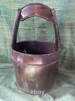 Antique Wooden Well Bucket Kindling Storage cottage core countryside rustic