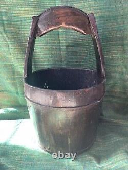 Antique Wooden Well Bucket Kindling Storage cottage core countryside rustic