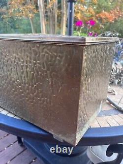 Antique wooden Brass Covered Embossed log Fireplace ash storage 10.5x16.5x10.5