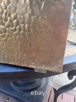 Antique wooden Brass Covered Embossed log Fireplace ash storage 10.5x16.5x10.5