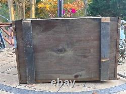 Antique wooden Brass Covered Embossed log Fireplace ash storage 10.5x16.5x10.5