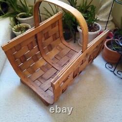 Beautiful Vintage Large Wooden Woven Basket