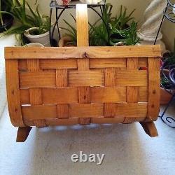 Beautiful Vintage Large Wooden Woven Basket