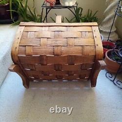 Beautiful Vintage Large Wooden Woven Basket