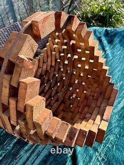 Beautifully Hand Crafted Wooden Log Or Crafting Basket Fireplace Unique