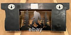 Bigfoot Rustic Wooden Sawn Log Look Wall Shelf with Iconic Walking Sasquatch Met