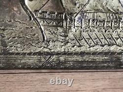 Brass Embossed Ships Design Wooden Coal Log Box 46cm Fireplace Stove Storage