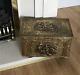 Brass Embossed Wooden Coal/log Box 17 Fireplace Stove Storage With Tavern Scene