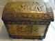 Brass Embossed Wooden Coal/log Box 40cm Fireplace Storage With Tavern Scene