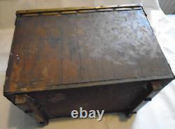 Brass Embossed Wooden Coal/Log Box 40cm Fireplace Storage With Tavern Scene