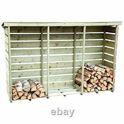 Charles Bentley FSC Nordic Spruce Wooden 3 Log Store Firewood Storage Heavy Duty