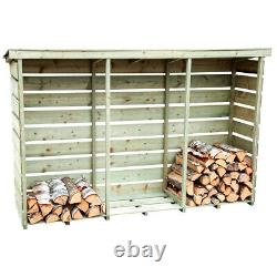 Charles Bentley FSC Nordic Spruce Wooden 3 Log Store Firewood Storage Heavy Duty