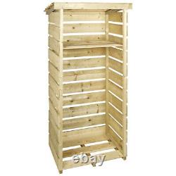 Charles Bentley FSC Wooden Single Tall Log Store Firewood Garden Storage Unit