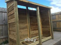 Cherrbrook 2m Wide Outdoor Wooden Log store Available With Doors And Shelf