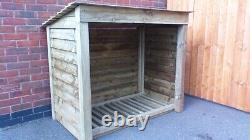 Chesterton 4ft Tall x 4ft Wide Wooden Log Store Reversed Roof UK Hand Made